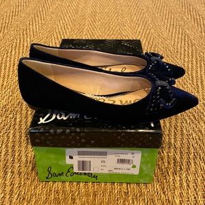 Sam Edelman Navy Velvet Bow Flats